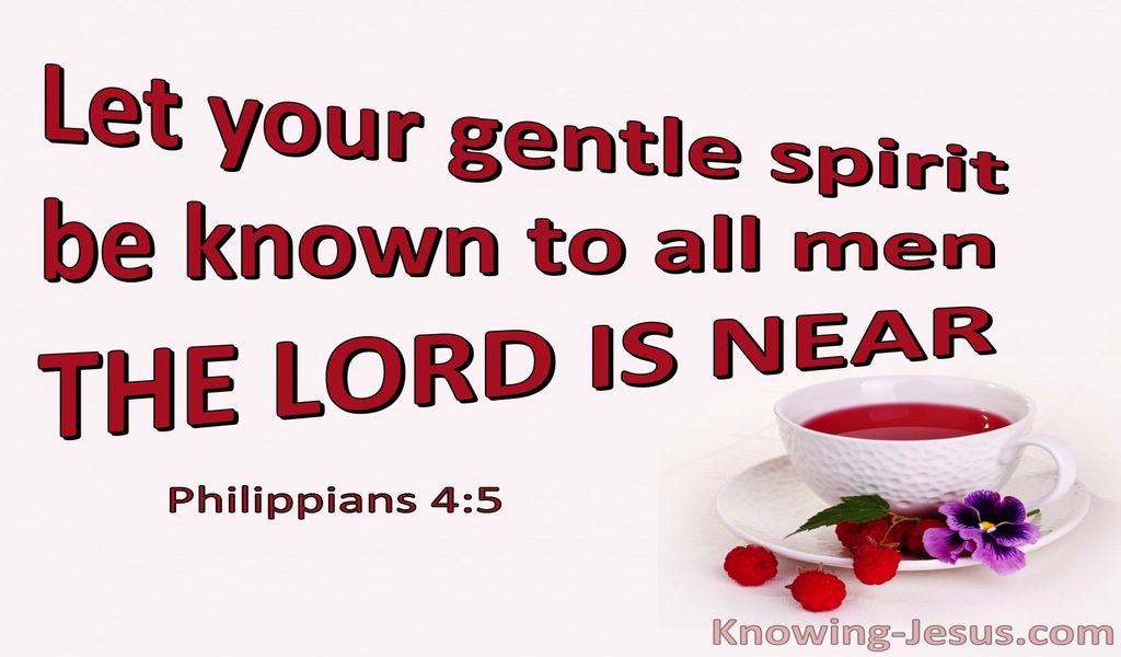 Philippians 4:5 Let Your Gentle Spirit Be Known The Lord Is Near (red)